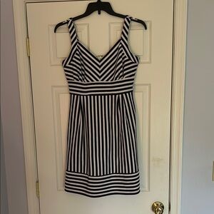 Maison Jules Blue and White Striped Mini Dress